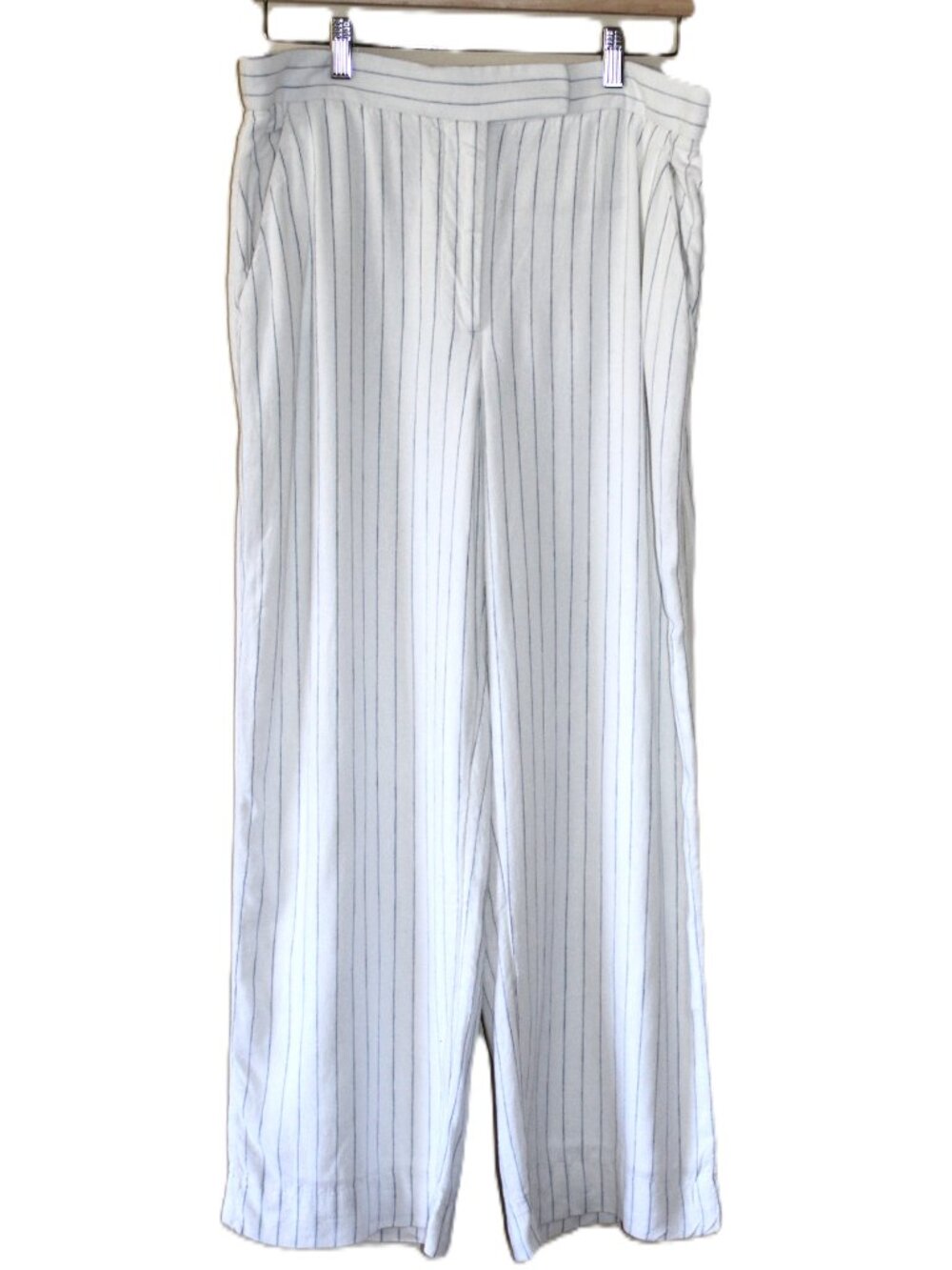 nwot ABERCROMBIE & FITCH Linen-Blend Pinstripe Straight Leg Pants in Cream (30w)